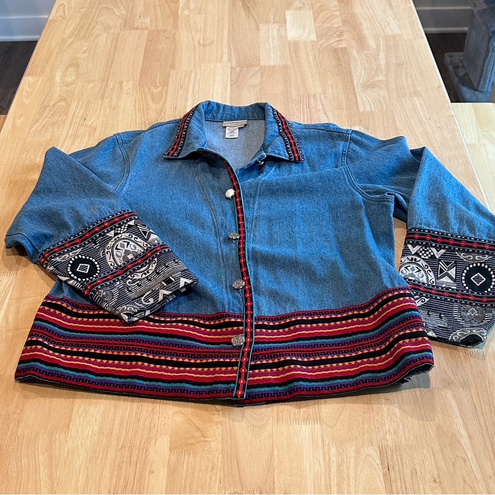 Coldwater Creek Denim Embroidered Shirt